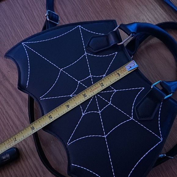 Halloween bat spiderweb cute mini crossbody bag purse - Picture 9 of 10